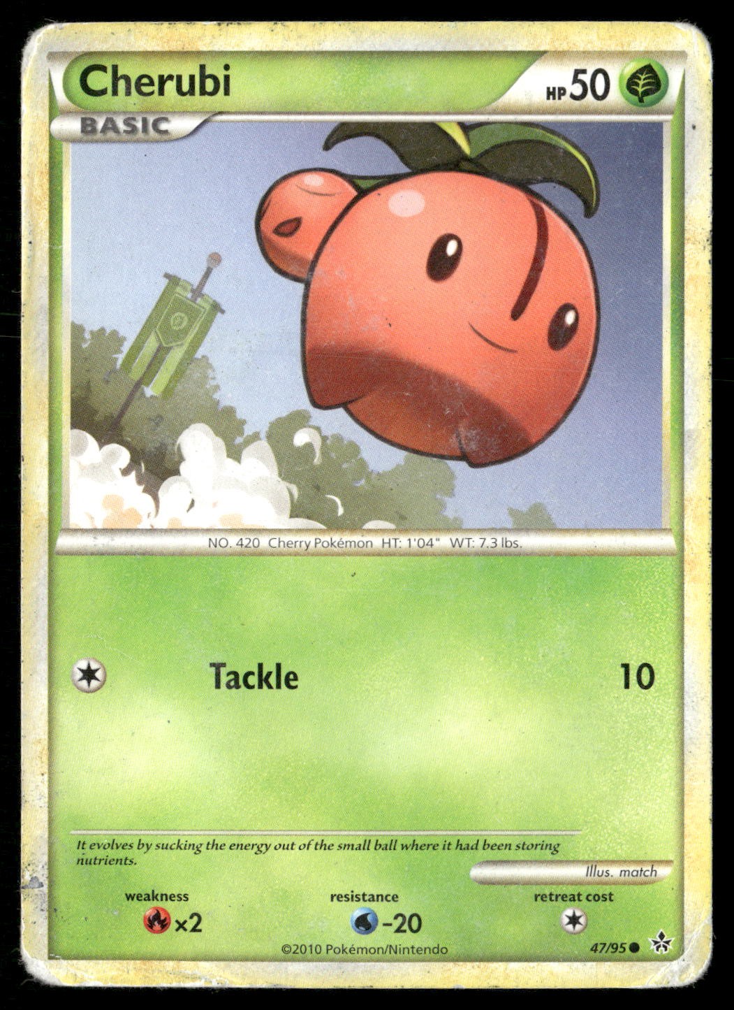 Cherubi 47/95 Common HGSS Unleashed Pokemon Damaged