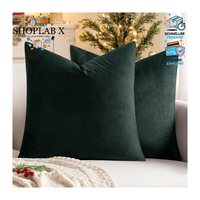 Kissenbezug Samt 2Er Set Dekokissen 50X50 Cm DunkelgrüN Mit ReißVerschluss Sofa