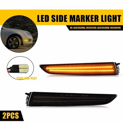 2X For 2010 2011 2012 Ford Fusion Smoked Lens Front LED Side Marker Lights EXC