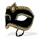 Title: Vintage Venetian Velvet Faux Pearl Papier Mâché Mask 20th Century