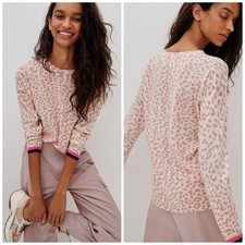 Sundry Women's Cream Leopard Spotted Pullover Sweater Size 3 Large