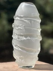 Vintage Style Murano Art Glass Vase White Applied Ribbon Hand Blown 11 7/8”