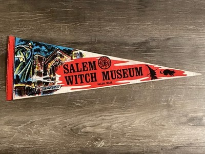 Vintage Salem Witch Museum 25 Inch Pennant Salem, Massachusetts Black Cat