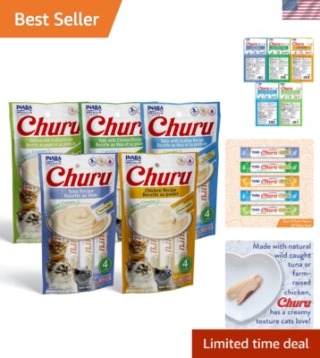 Cat Treats Variety Pack - Wholesome, Grain-Free Purée with Taurine & Vitamin E