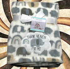 NEW Rainbow Elephants Clouds Thank Heaven Plush Baby Blanket Toddler Baby Gear