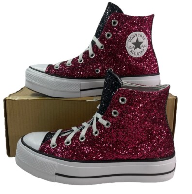 Converse Chuck Taylor Lift Platform Glitter by You PINK MIDNIGHT Women Shoe 8.5