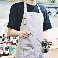 Men Aprons Pocket Grey Work Kitchen Cooking A...