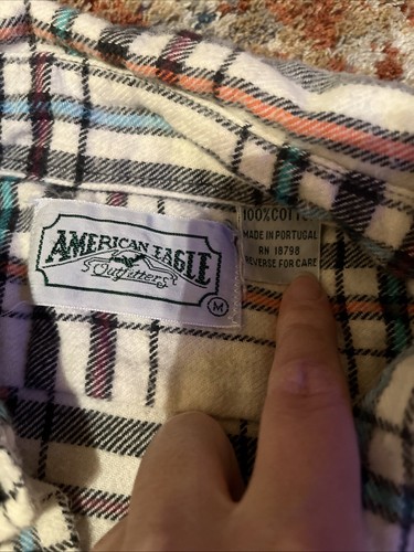 Vintage Y2K American Eagle Outfitters Flannel Cream Shirt Women's M Button Up - 第 4/13 張圖片