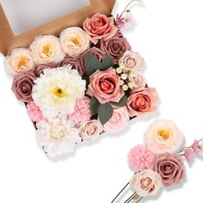 Artificial Flowers Combo Box Set Faux Flowers Bulk Flower Leaf with Stems for...