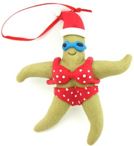 Female Bikini Starfish Santa Christmas Tree Ornament
