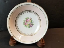 C3314 By Homer Laughlin, Eggshell,Georgian Sauce Bowl, Pink Rim