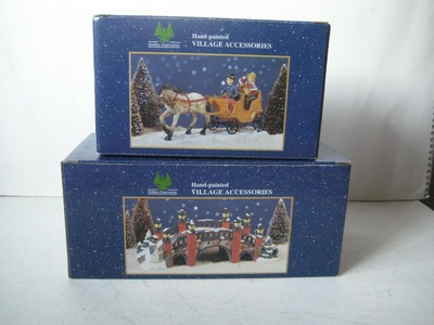 Holiday Expressions XMas Village Hand-painted Accessories~Bridge and Carriage