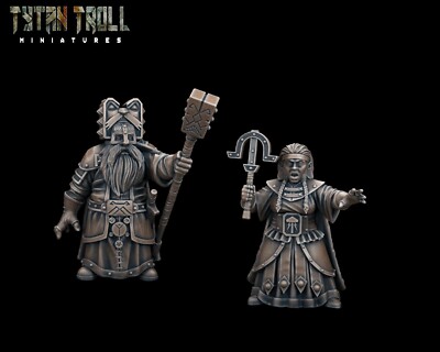Dwarven Clerics Miniature Set Dwarf Mage for TTRPGs like D&D 5e Pathfinder DSA