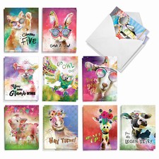 20 Asst'd Funny Blank Note Cards w/ Envelopes 10 Designs, 2 Each Sassy Animals