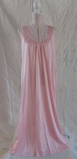 Vintage Komar Nightgown Size Medium Pink Nylon Lace 70's Plunge Long