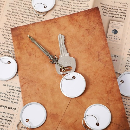 100-Pack 1.2 inch Blank Paper Key Label Tags with Metal Rimmed Rings, White Gift - Picture 7 of 7