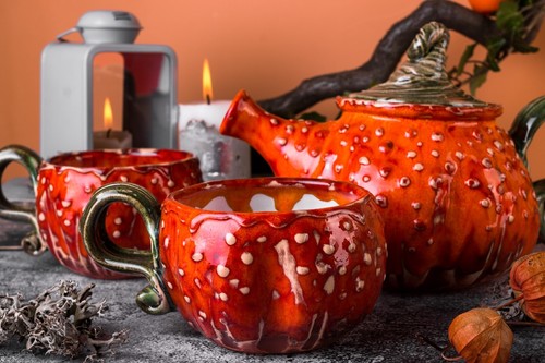 Ceramic Pumpkin Coffee Mug, Orange Set Of Two Mugs, Halloween Idea Gift - Picture 6 of 11