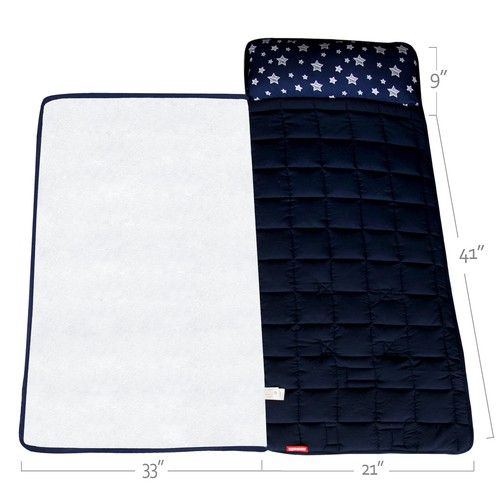 Portable Toddler Nap Mat with Pillow & Fleece Minky Blanket Multicolor 21"x50'' - Picture 36 of 66