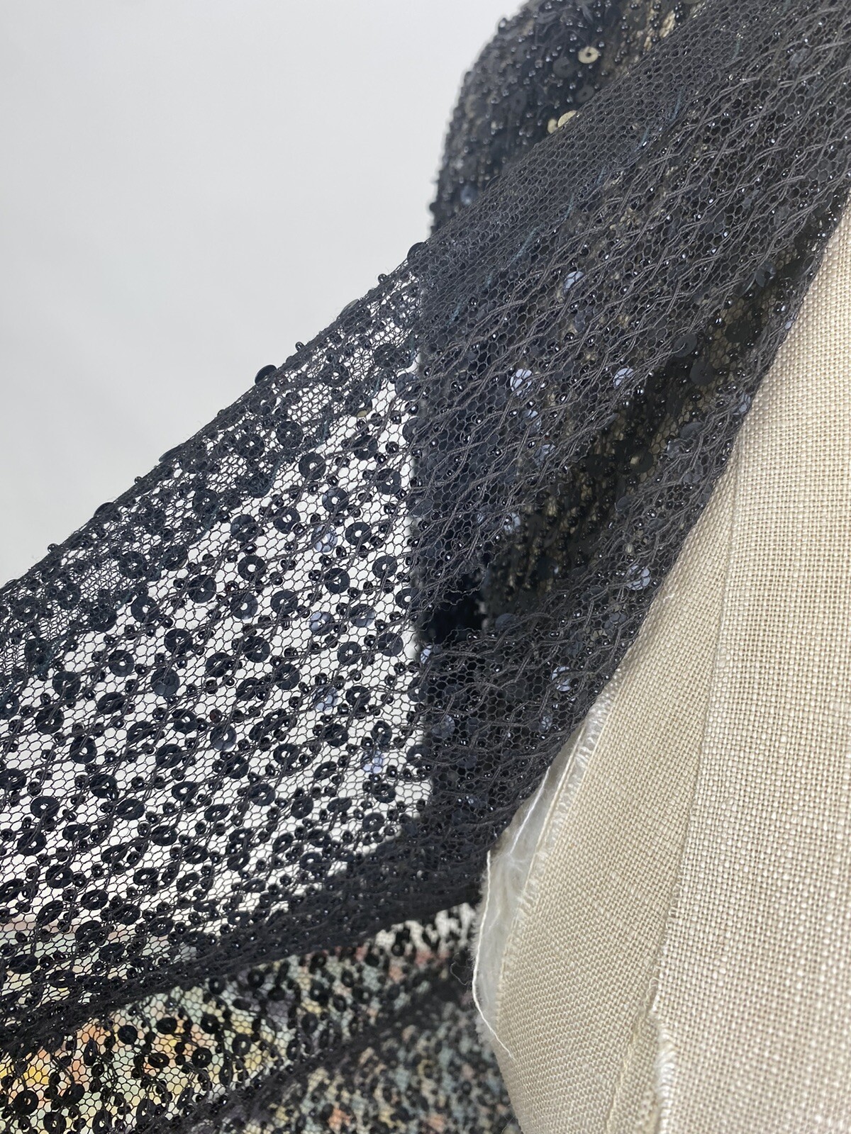 1930s Vintage Antique Black Mesh Sequins and Seed… - image 10