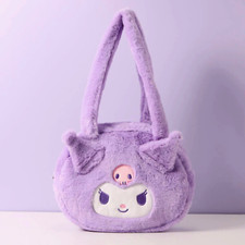 Sanrio Kuromi Round 3D Face Plush Tote Bag Large Genuine Daily Shoulder Bag