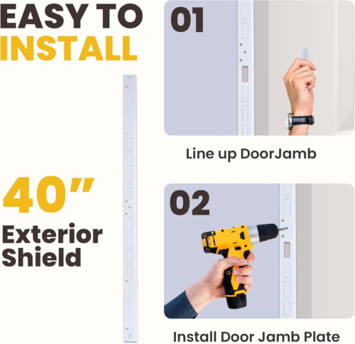 Door Security Fix-A-Jamb Exterior Door Jamb Repair Kit for Door Lock Security, W - Picture 7 of 7