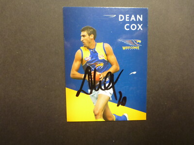 DEAN COX  WEST COAST EAGLES SGIO 2009 SIGNED TRADE CARD