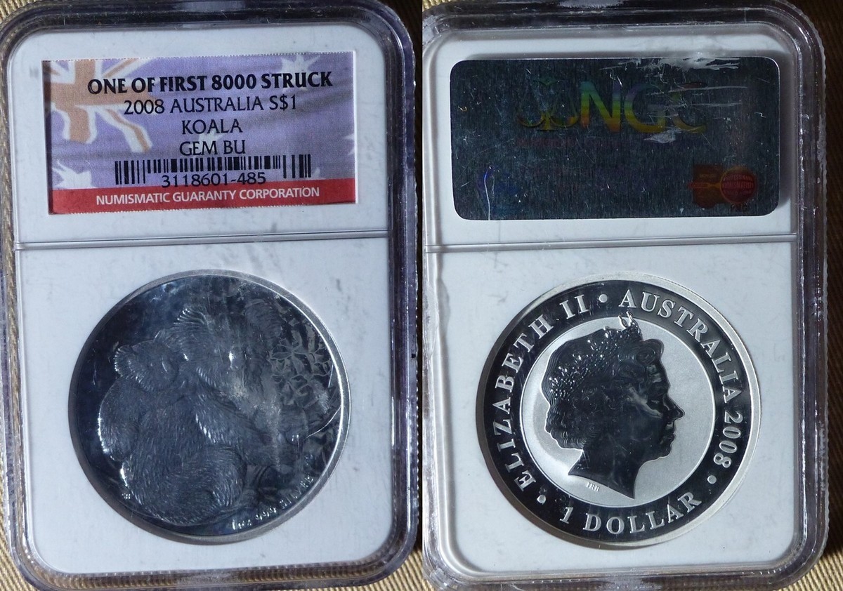 Australia:2008 $1 Koala One Of First 8000 Struck Gem BU Cert