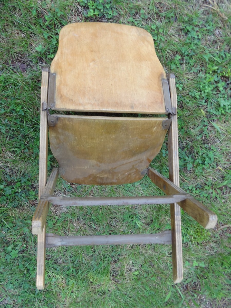 Lot De 3 Chaises Pliantes Folding USA 1940 – Acier Industriel Vintage Art Déco