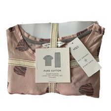 Image of M&S LOUNGE WEAR PINK MIX PURE COTTON HEART PRINT PYJAMA SET