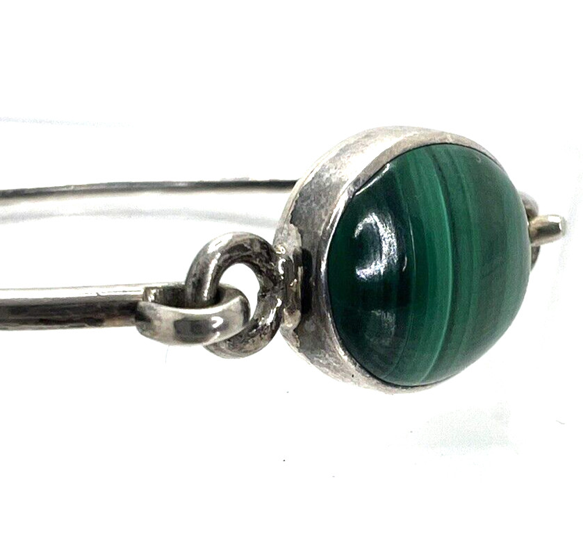 Solid Sterling Silver 925 Mexico Hook Malachite C… - image 4