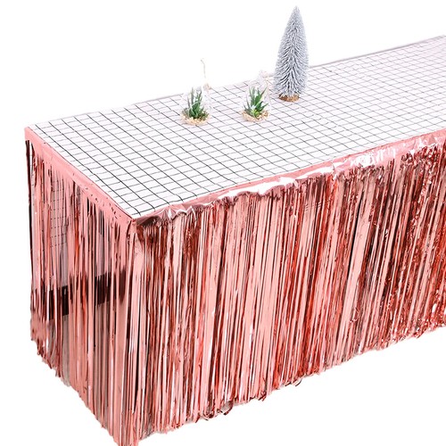 Disposable Tassel Table Skirt Rainy Silk Curtains Tablecloth Wedding Party Decor - Picture 8 of 20