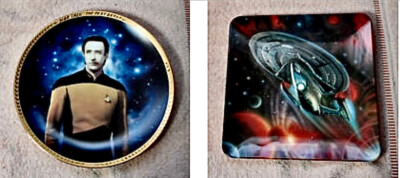 Two Star Trek Plates Lt Commander Data and USS Enterprise NCC-1701-E Hamilton