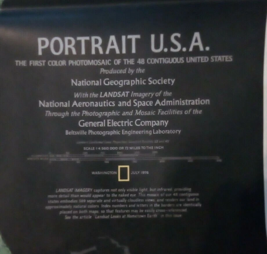Винтажная карта 1976 портрет США National Geographic очень хорошее состояние - Изображение 2 из 3