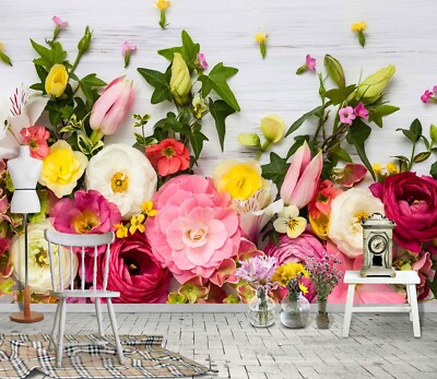 3D Brilliant Flowers K3970 Wallpaper Mural Self-adhesive Removable Sticker Luna