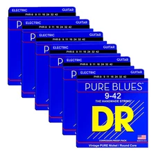 6 SETS DR Strings Pure Blues Electric Guitar Strings Pure Nickel Lite 9-42