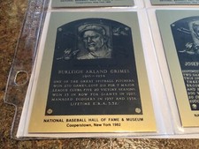 1982 BASEBALL HOF METALLIC PLAQUE CARD  BURLEIGH ARLAND GRIMES