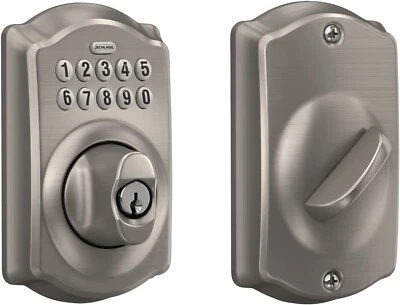 Schlage BE365 V CAM 619 Camelot Keypad Entry with Flex-Lock In Satin Nickel