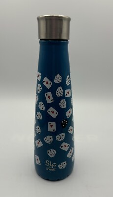 Sip By Swell Stainless Screw Top Drink Bottle Blue With Playing Cards 15oz