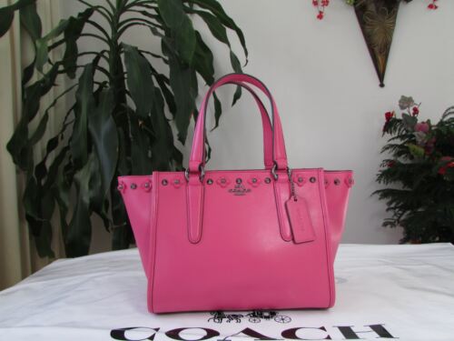 NWT Coach Floral Rivets Leather Satchel Handbag Crossbody 37707 DK