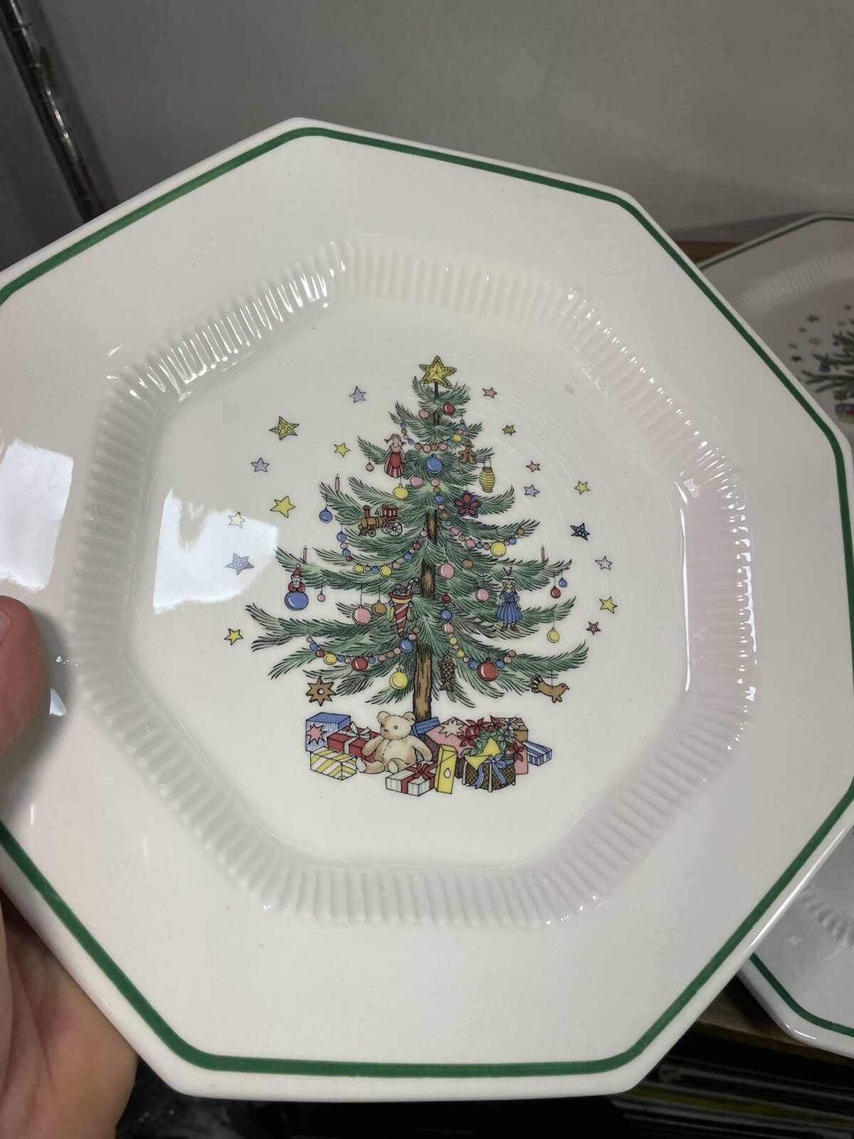 4 Dinner Plates Octagonal Christmastime Nikko Christmas 10 7/8” Heavy