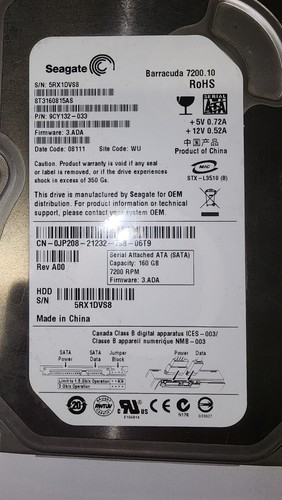Unidad de disco duro SATA Seagate 160 GB - Imagen 2 de 2