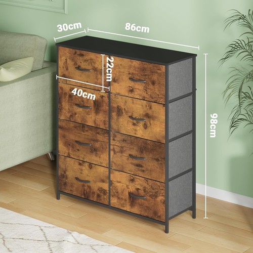 Chest of 8 Drawers Tallboy Clothes Storage Cabinet Fabric Tower Dresser Organiz - Picture 7 of 7