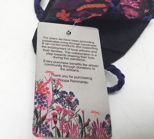 Anthropologie Roopa Pemmaraju Beaded Face Mask Dragonfly Floral NEW - Picture 3 of 3