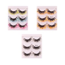 3 Pairs Luminous Sequin False Eyelashes 3D Wispy Decorative Fun Eyelashes for