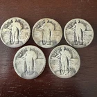 Lot of 5 US Silver Quarters 90% - Standing Liberty Unknown Dates FREE SHIPPING