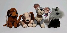 Vintage Disney Lady  The Tramp Lot of 4 Plush Beanie with Original Tags