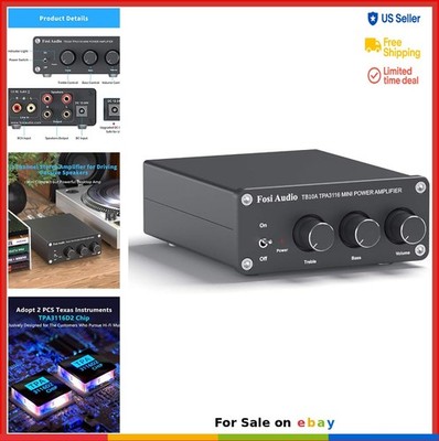 2 Channel Stereo Amplifier 100W Class D HiFi Mini Integrated Amp with Bass