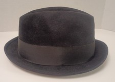 Stetson 1950's Black Fedora With Ribbon 3x Beaver Quality Selv-Edge Size 7 Good