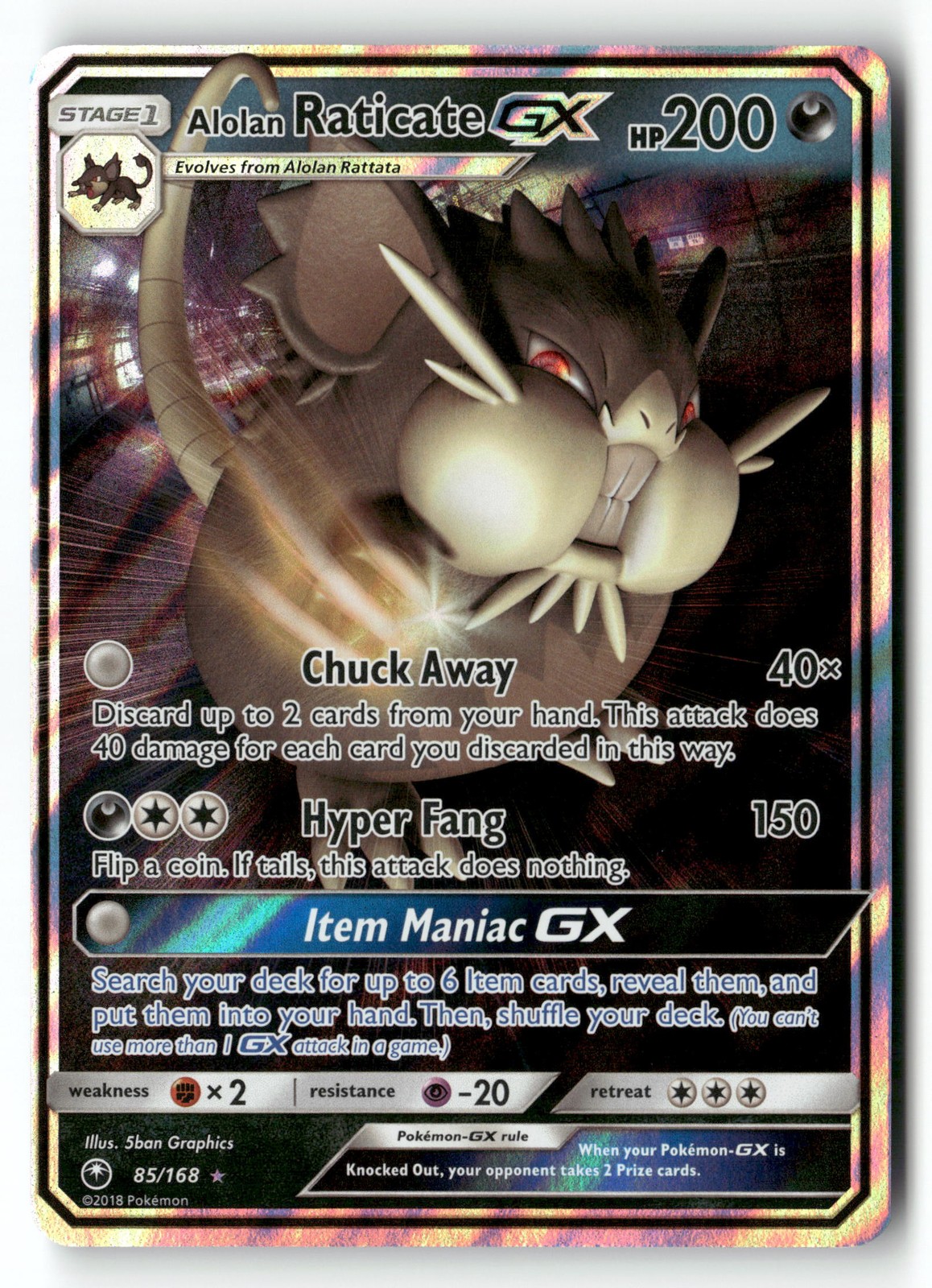 Alolan Raticate GX 85/168  SM - Celestial Storm Pokémon TCG  NM