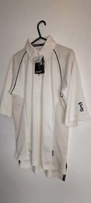 Neu Kookaburra Cricket Trikot Poloshirt Sport Top Creme Größe Y / Jugend / M - L